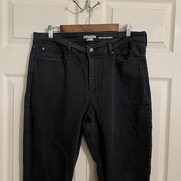 Levi's Denizen Womens Black Stretch Pockets High-Rise Skinny Jeans Size 18 - Picture 4 of 9